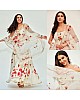 White chinon silk printed gown with dupatta