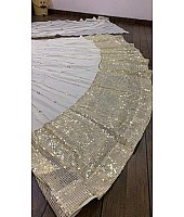 White crystal silk sequence and mirror work ceremonial lehenga choli