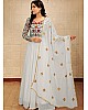 White georgette embroidered thread work party wear gown