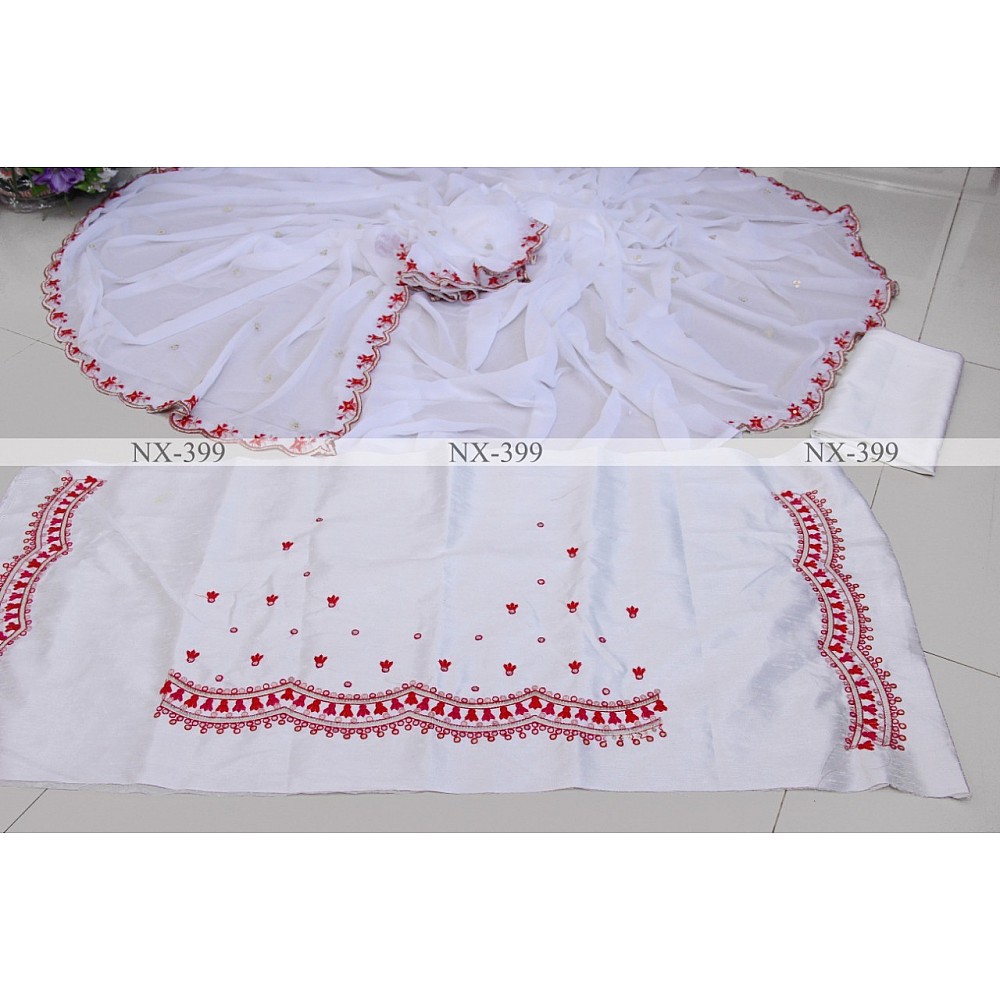 White georgette fancy thread work saree