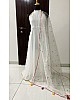 White georgette plain gown with stylist dupatta