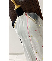 White georgette plain gown with stylist dupatta