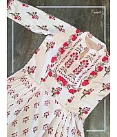 White heavy maslin cotton printed gown