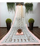 White heavy soft net embroidered saree