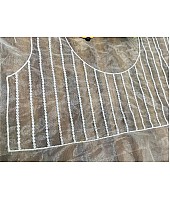White organza silk zari embroidered and mirror work saree