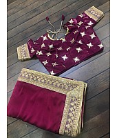 Wine heavy rangoli silk embroidered wedding saree