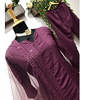 Wine rayon thread and sequence work salwar suit