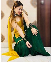 Yellow and green georgette sharara suit