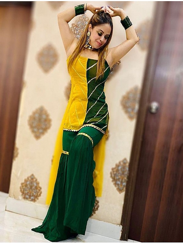 Yellow Georgette Wedding Punjabi Style Sharara Suit | Indian fashion  dresses, Suits for women, Anarkali dress