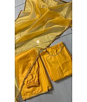 Yellow cotton border work plazzo suit