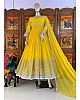 Yellow georgette embroidered anarkali suit
