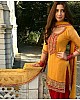 Yellow georgette embroidered dhoti salwar suit