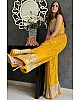Yellow georgette embroidered ethnic jumpsuit