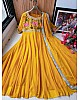 Yellow georgette embroidered long gown