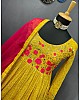 Yellow georgette heavy embroidered long anarkali suit