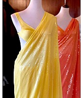 Yellow georgette sequence work partywear saree