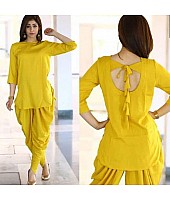 Salwar Suits : Yellow rayon dhoti suit