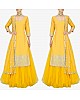 Yellow tapeta silk with foil mirror work suit lehenga 