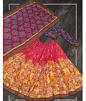 Yellow vaishali silk digital printed traditional lehenga choli