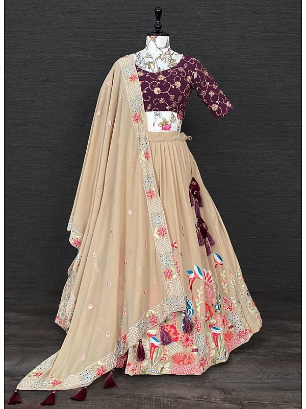 Printed Lehenga Choli, Bridemate Look Organza Designer Wear Printed Lehenga  Choli With Blouse & Belt