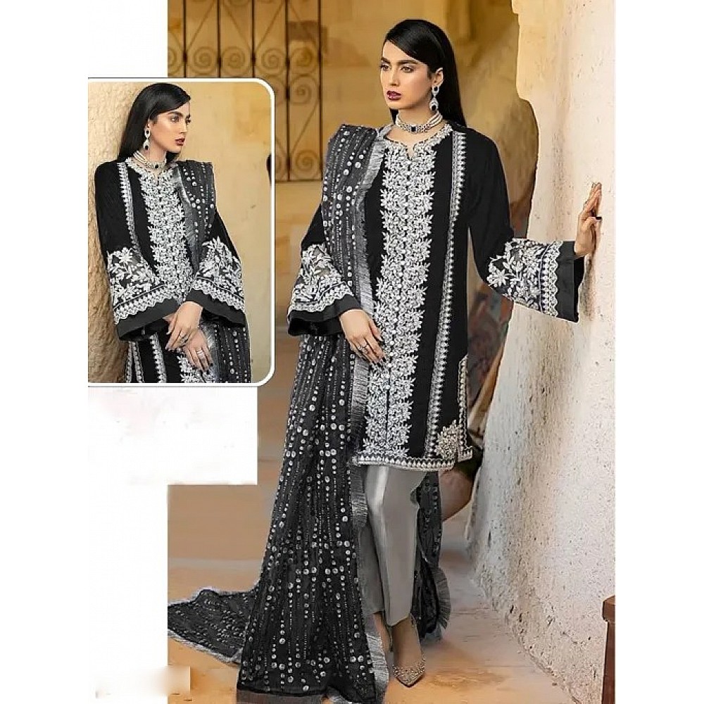 Black Fox Georgette Embroidery Sequence work Pakistani Suit