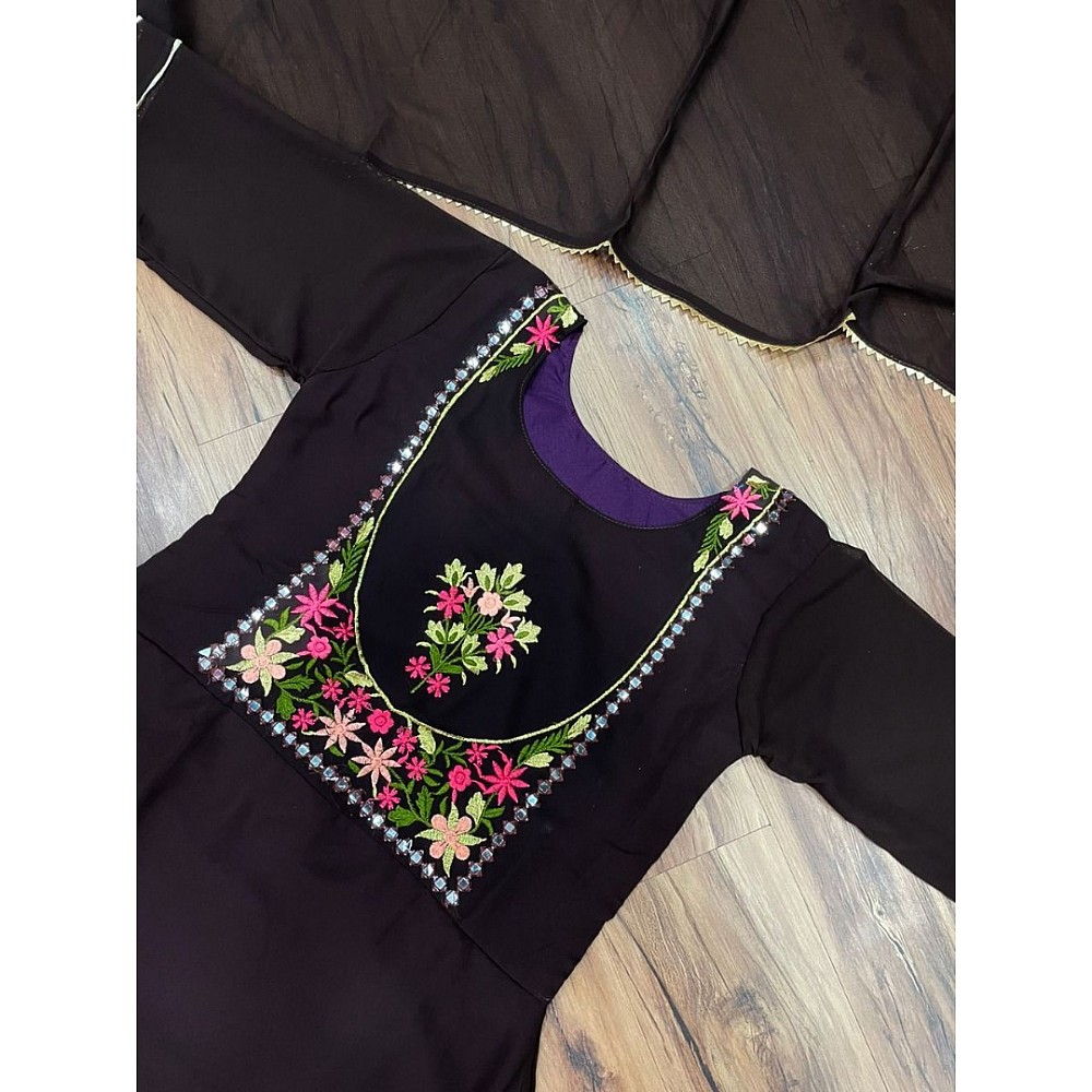 Black georgette embroidered lehenga suit