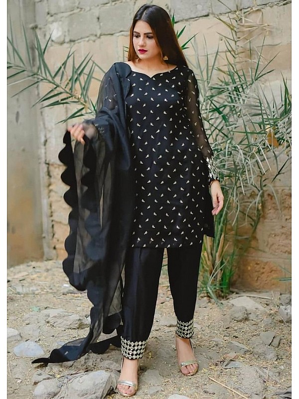 Black Salwar Suit Punjabi Patiala Shalwar Silk Suit Golden Net Dupatta  Custom Stitched Dress for Girls Women Dress - Etsy
