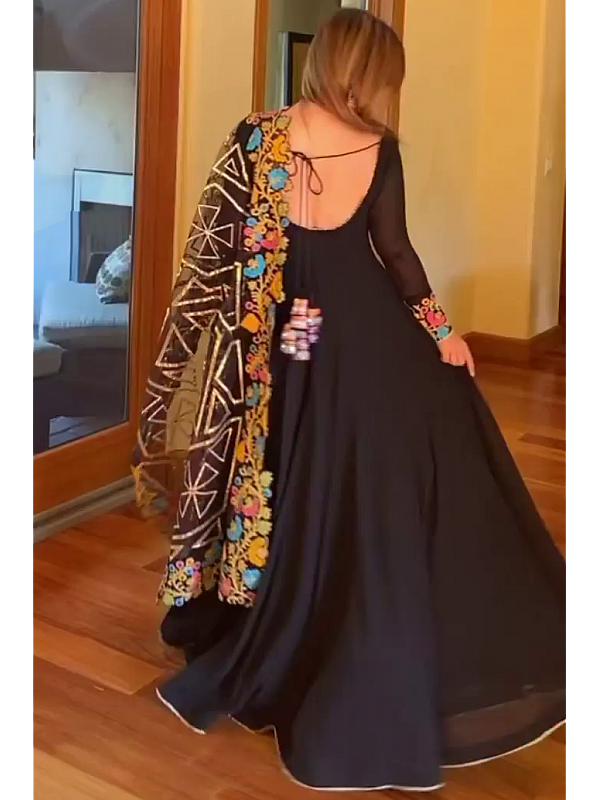 Order Astonishing MultiColor Foil Work Georgette Party Wear Anarkali Gown