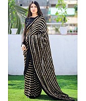 Black georgette sequence embroidered partywear saree