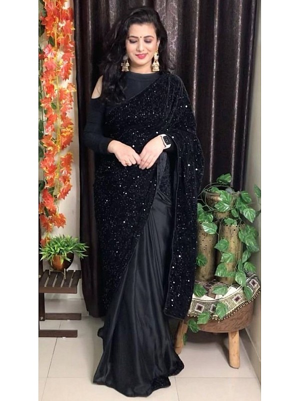 Buy Exclusive Party Wear Lichi Silk saree In Black at Rs. 1799 online from  Fashion Bazar partywear sarees : FFSVPLSSB