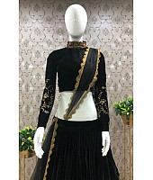 Black velvet heavy embroidered lehenga choli