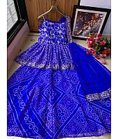 Blue georgette embroidered printed sharara suit