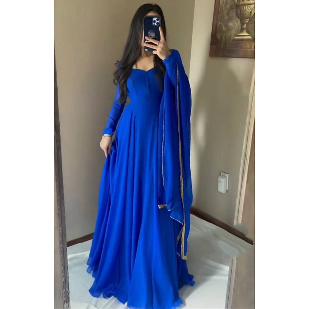 Buy Carbon Art Silk Hand Worked Designer Gown Style Suit | Gowns