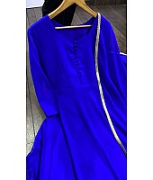 Blue georgette plain long party wear ethnic gown
