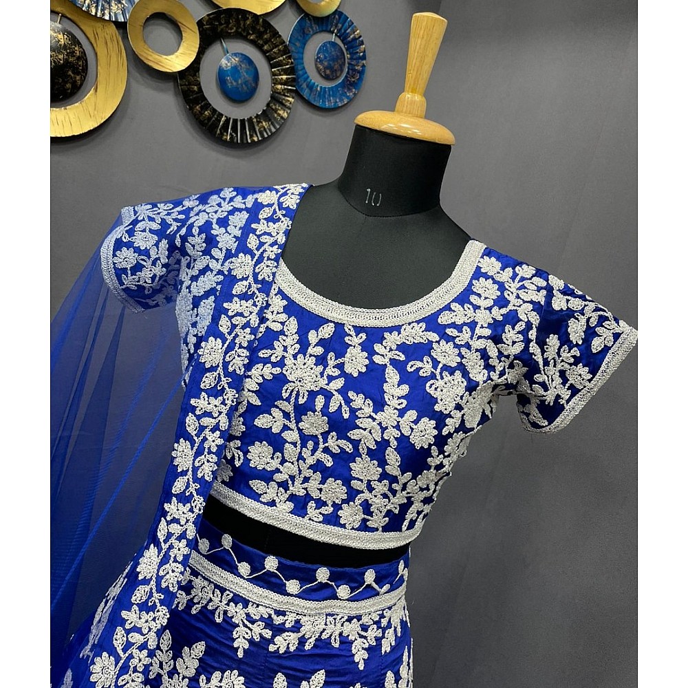 Blue tapeta silk coding heavy dori work wedding lehenga choli