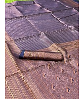 Dark blue copper jacquard weaving banarasi silk saree for wedding