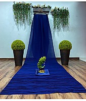 Dark blue georgette pleated partywear saree