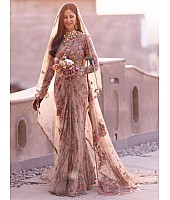 Dusty rose heavy embroidered wedding bollywood saree