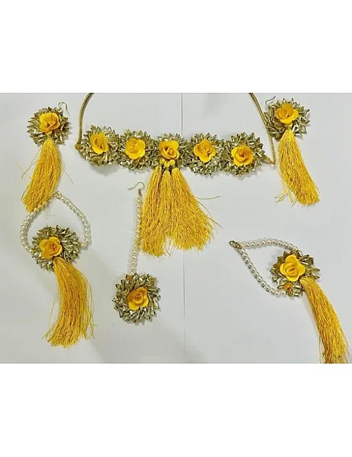 Flower Jewellery Set for Women & Girls (Mehandi/Haldi/Bridal/Baby Shower/Marriage/Wedding)