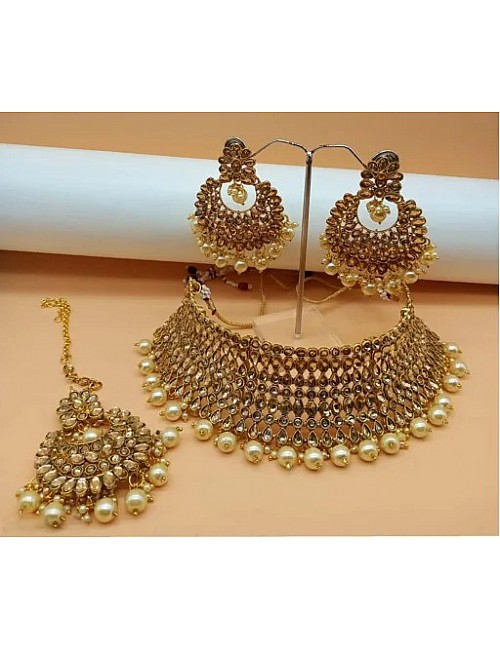 Gold Plated Pearls Jewellery Set for Women