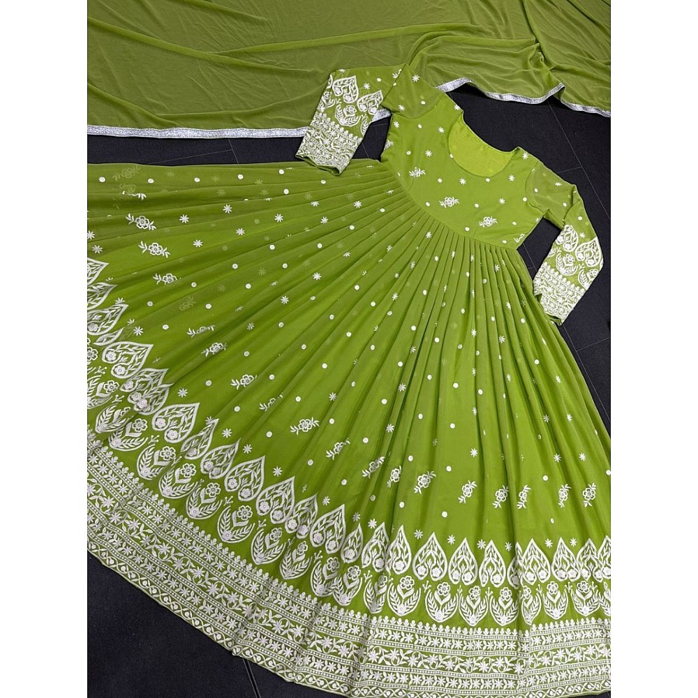 Anarkali Suits : Green georgette heavy embroidery work wedding ...