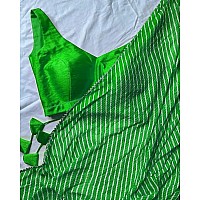 Green georgette sequence work laheriya printed saree