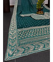 Green silk heavy embroidery work designer wedding saree