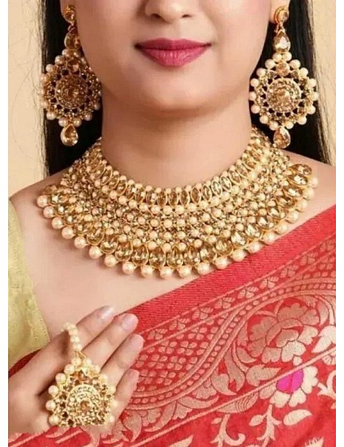Kundan chokar necklace jewellery set for girls/women