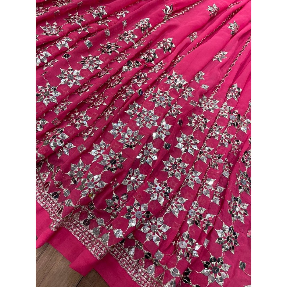 Magento pink georgette sequence embroidered lehenga choli
