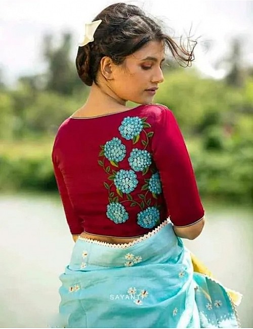 Silk embroidered work blouse