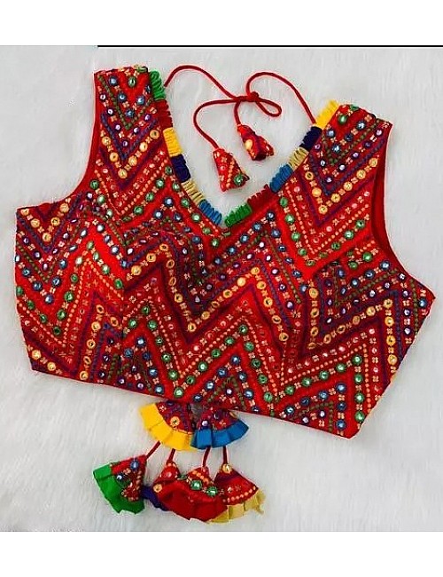 Maroon embroidery work sleeveless V neck blouse