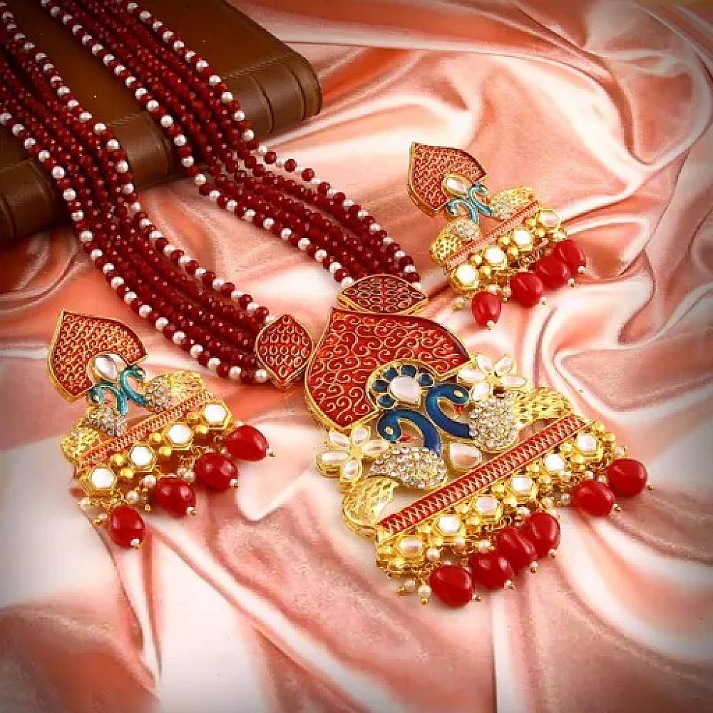 Maroon Feminine Colorful Jewellery Sets