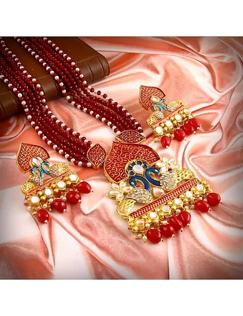 Maroon Feminine Colorful Jewellery Sets