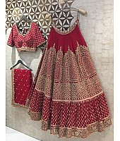 Maroon georgette heavy embroidered designer wedding lehenga choli
